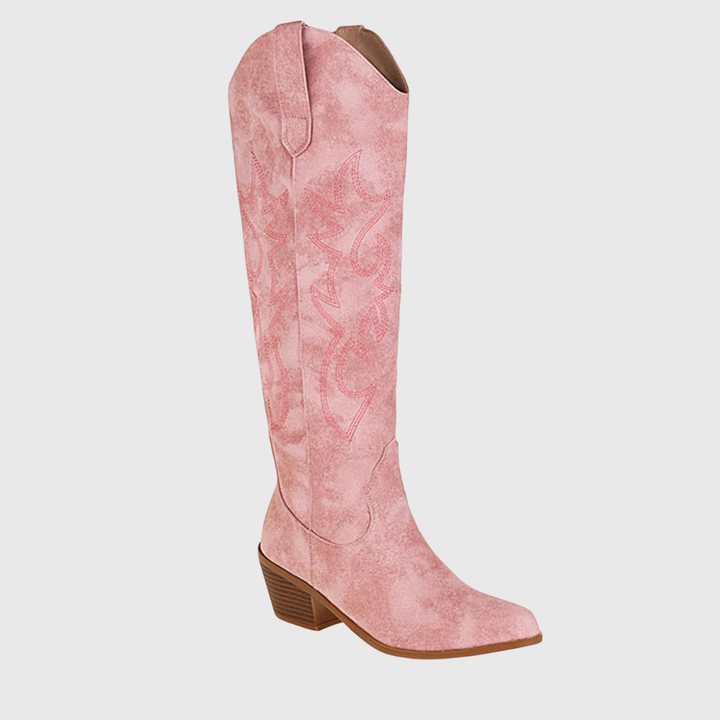 Women Classic Chic Western Cowboy Boots with Block Heel for Autumn