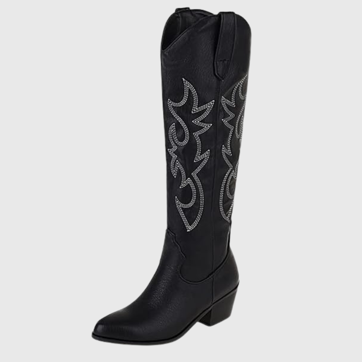 Women Classic Chic Western Cowboy Boots with Block Heel for Autumn