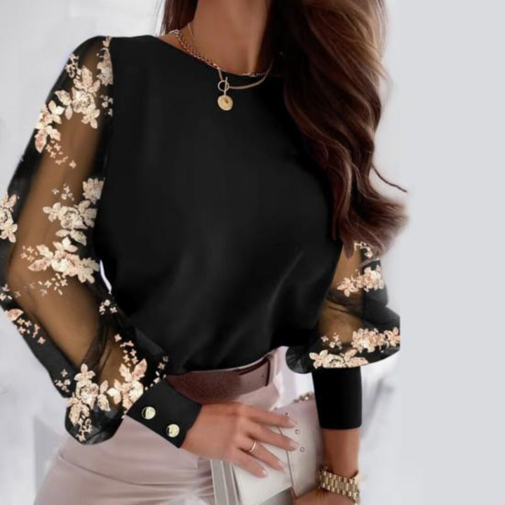 Women’s Cropped Blouse with Puff Sleeve Ruffle for Spring